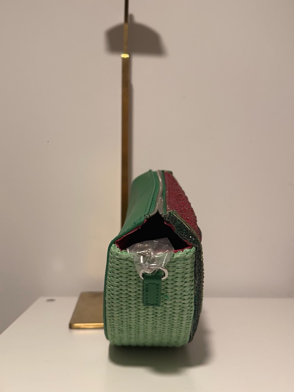 Betsey Johnson Novelty Watermelon Clutch with Crystals - Pink & Green - Picture 4 of 5